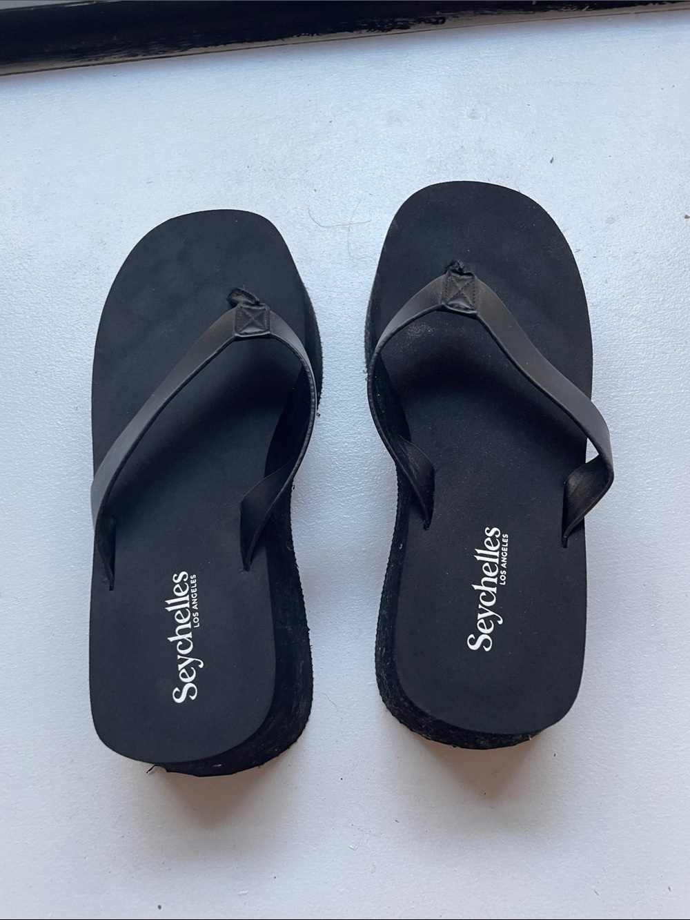 Seychelles Skyscraper Black Flatform Thong Slide Sandals - Picture 10 of 10
